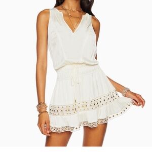 NWT- Ramy Brook - MAYA TIERED MINI DRESS Cream Gold Size‎ XS